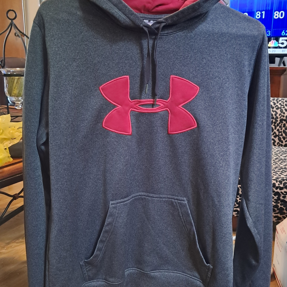 Under Armour Women's Gray Hoodie with Pink Logo